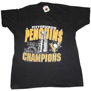 NWT Vintage 1991 Pittsburgh Penguins Stanley Cup Champions Tee T-Shirt XL